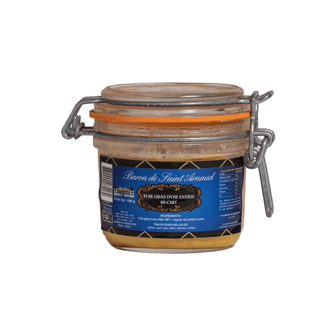 Verrine Foie Gras Entier Mi Cuit Baron St Arnaud 180 gr
